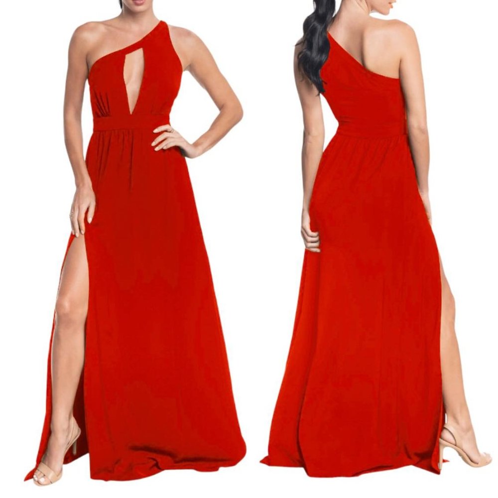 Dress The Population NWOT RARE 'Bea' Keyhole Bodice Gown in Red Size XS - Picture 1 of 11